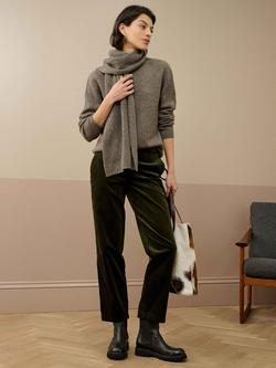 Brora Organic Cotton Corduroy Tapered Trousers - view 2, Khaki