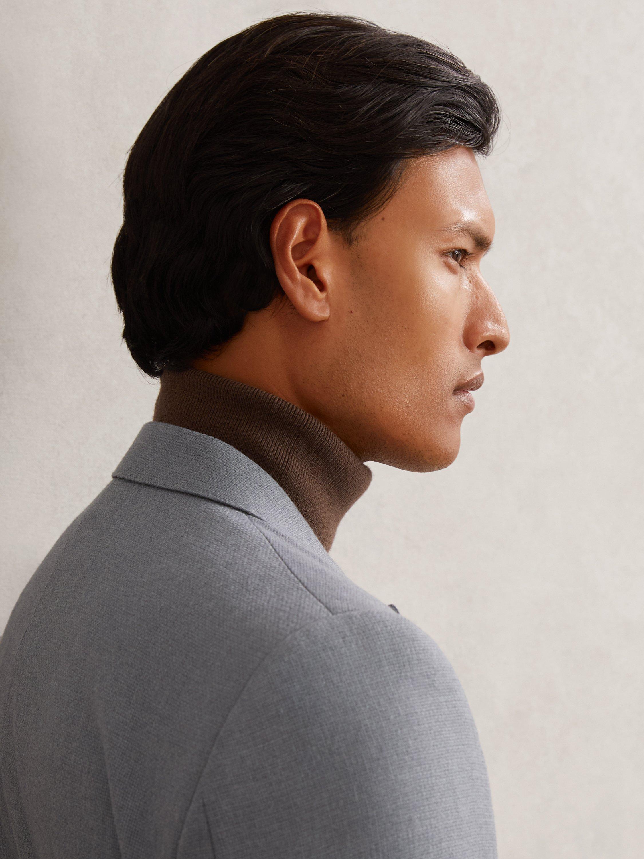 Product image 5 of 5, which shows Reiss Venus Wool Blend Double Breasted Balzer, Airforce Blue, 36