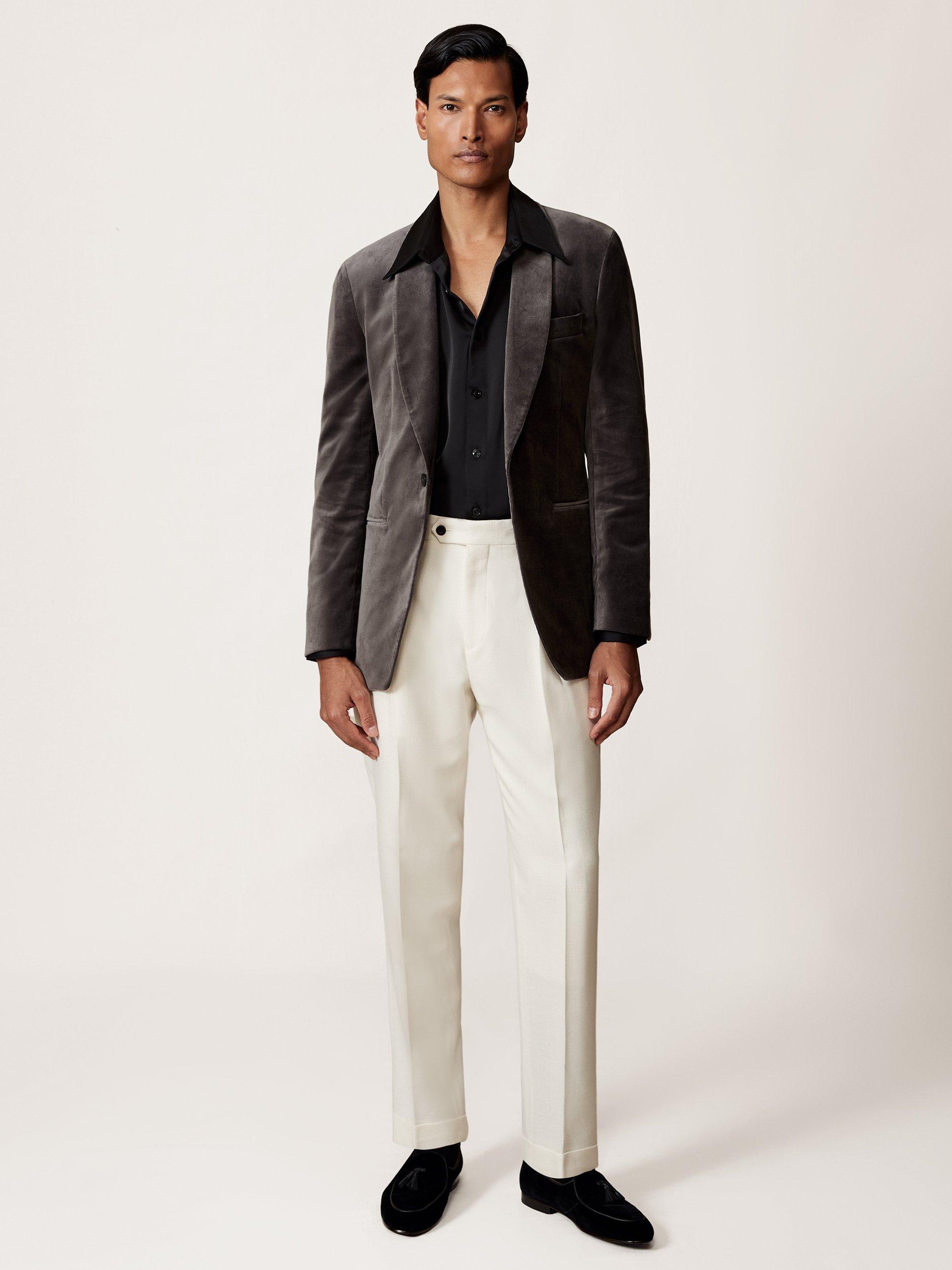 Product image 5 of 5, which shows Reiss Mount Velvet Single Breasted Blazer, Grey, 36