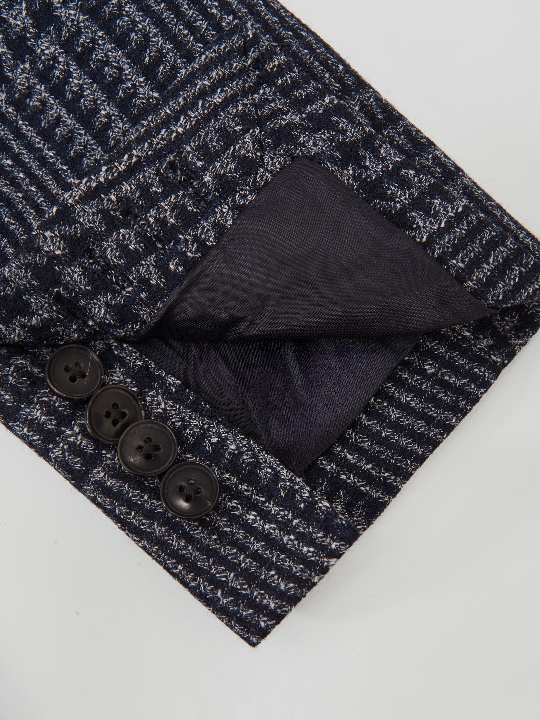 Product image 2 of 5, which shows Reiss Jacob Single Breasted Check Wool Blend Blazer, Navy, 42