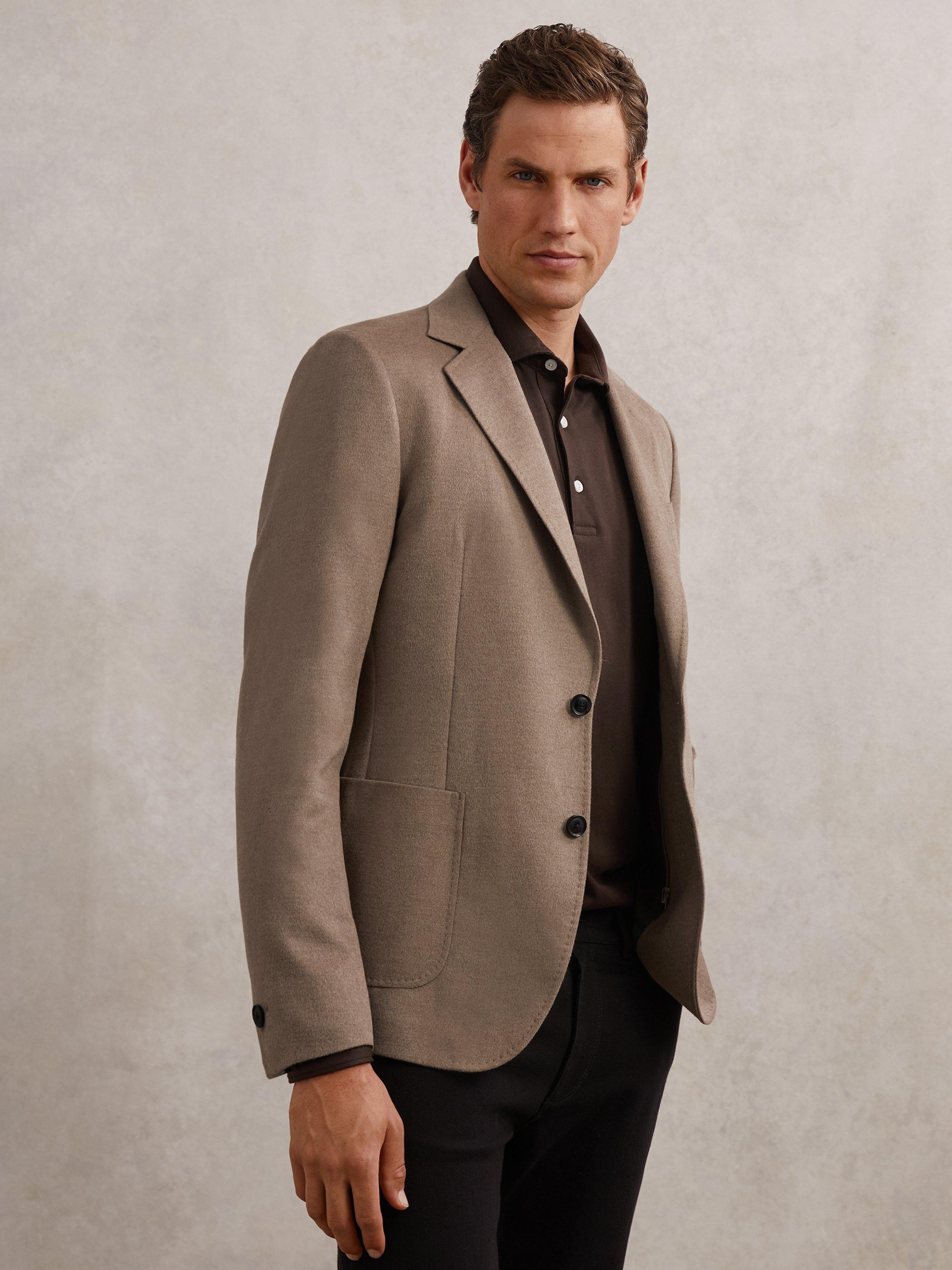 Product image 1 of 5, which shows Reiss Patch Blazer, Mocha Brown, 36