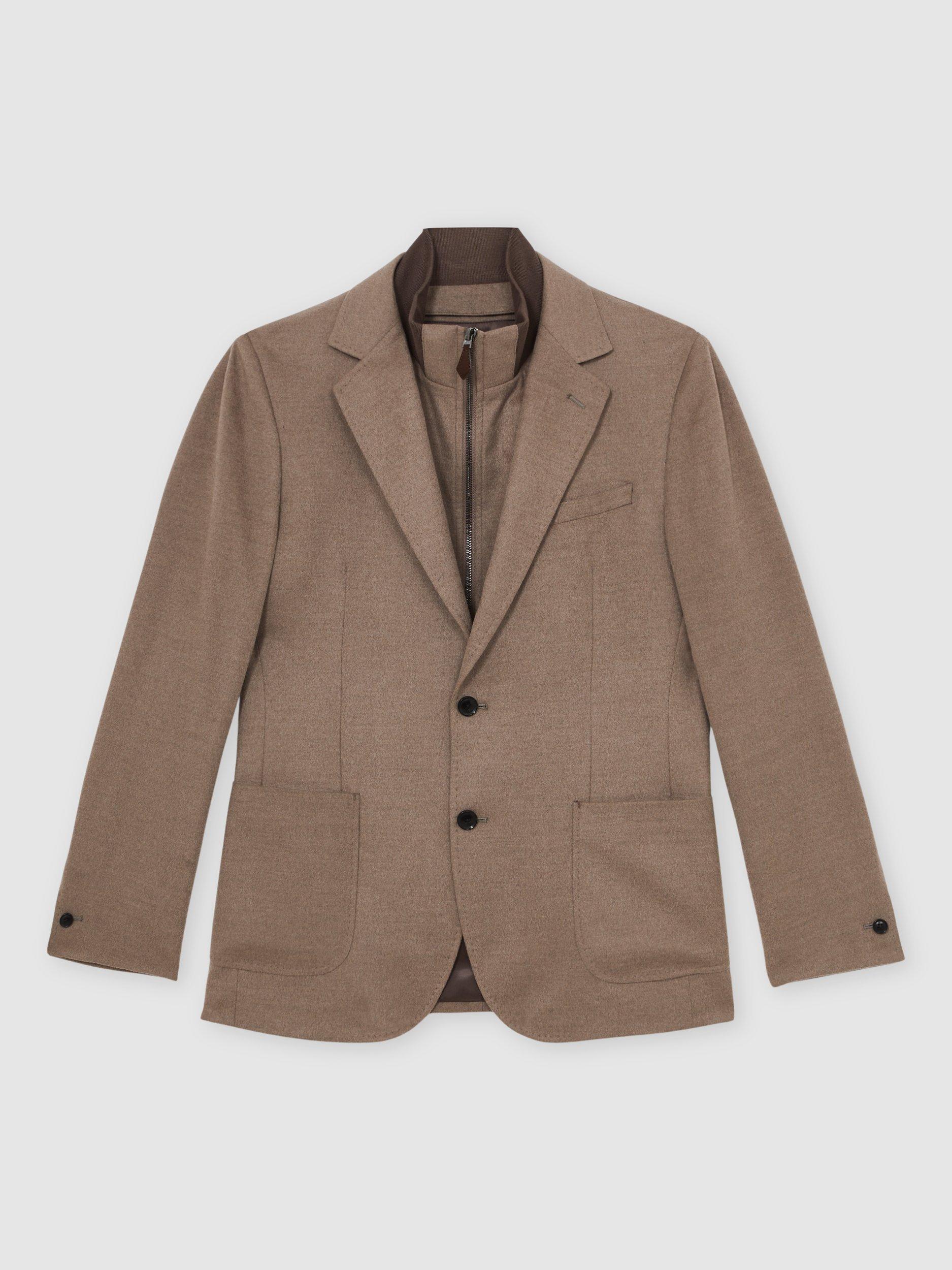 Product image 3 of 5, which shows Reiss Patch Blazer, Mocha Brown, 36