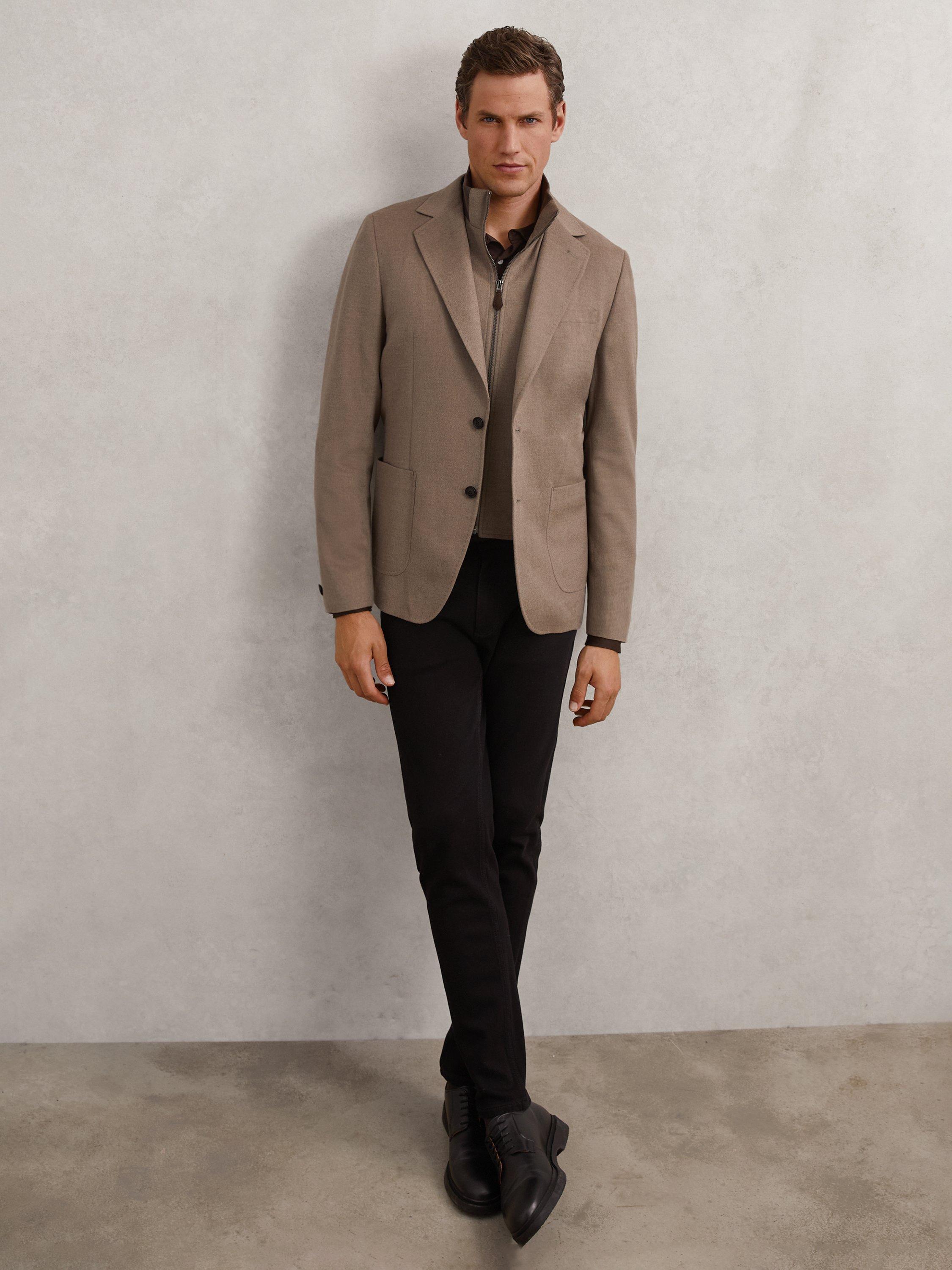 Product image 4 of 5, which shows Reiss Patch Blazer, Mocha Brown, 36