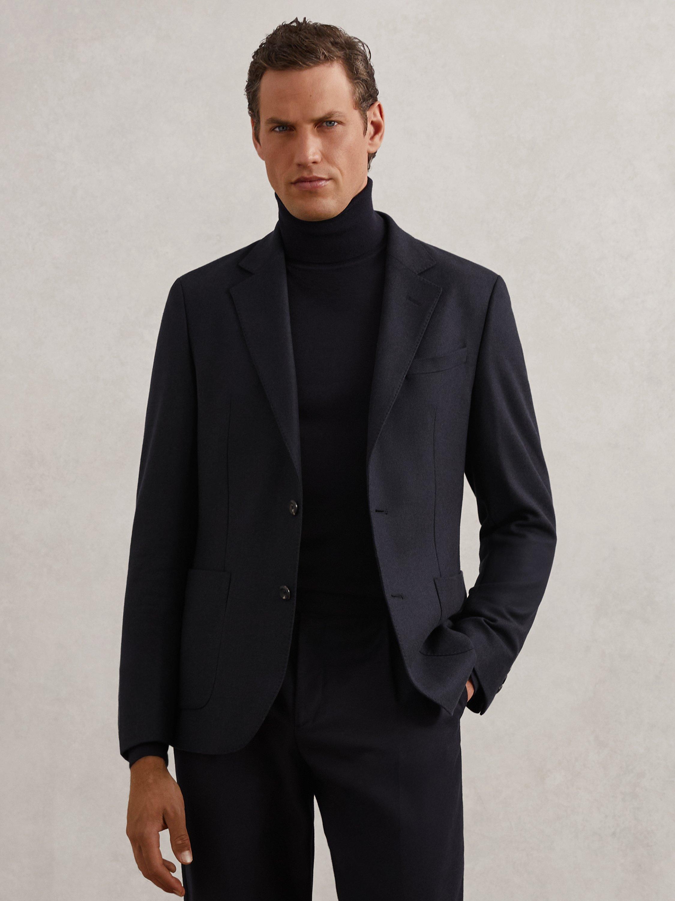Product image 1 of 5, which shows Reiss Carson Wool Blend Single Breasted Blazer, Navy, 36