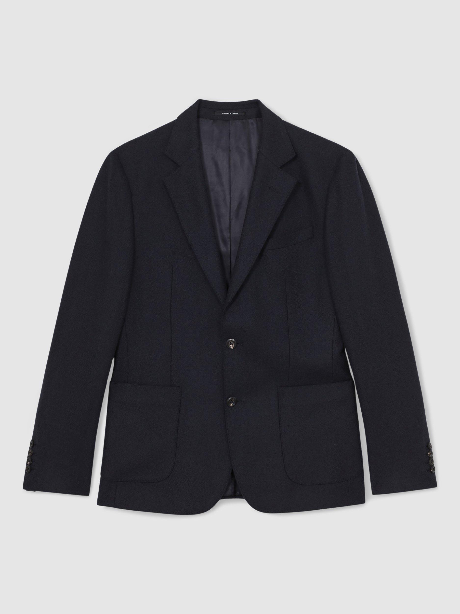 Product image 3 of 5, which shows Reiss Carson Wool Blend Single Breasted Blazer, Navy, 36