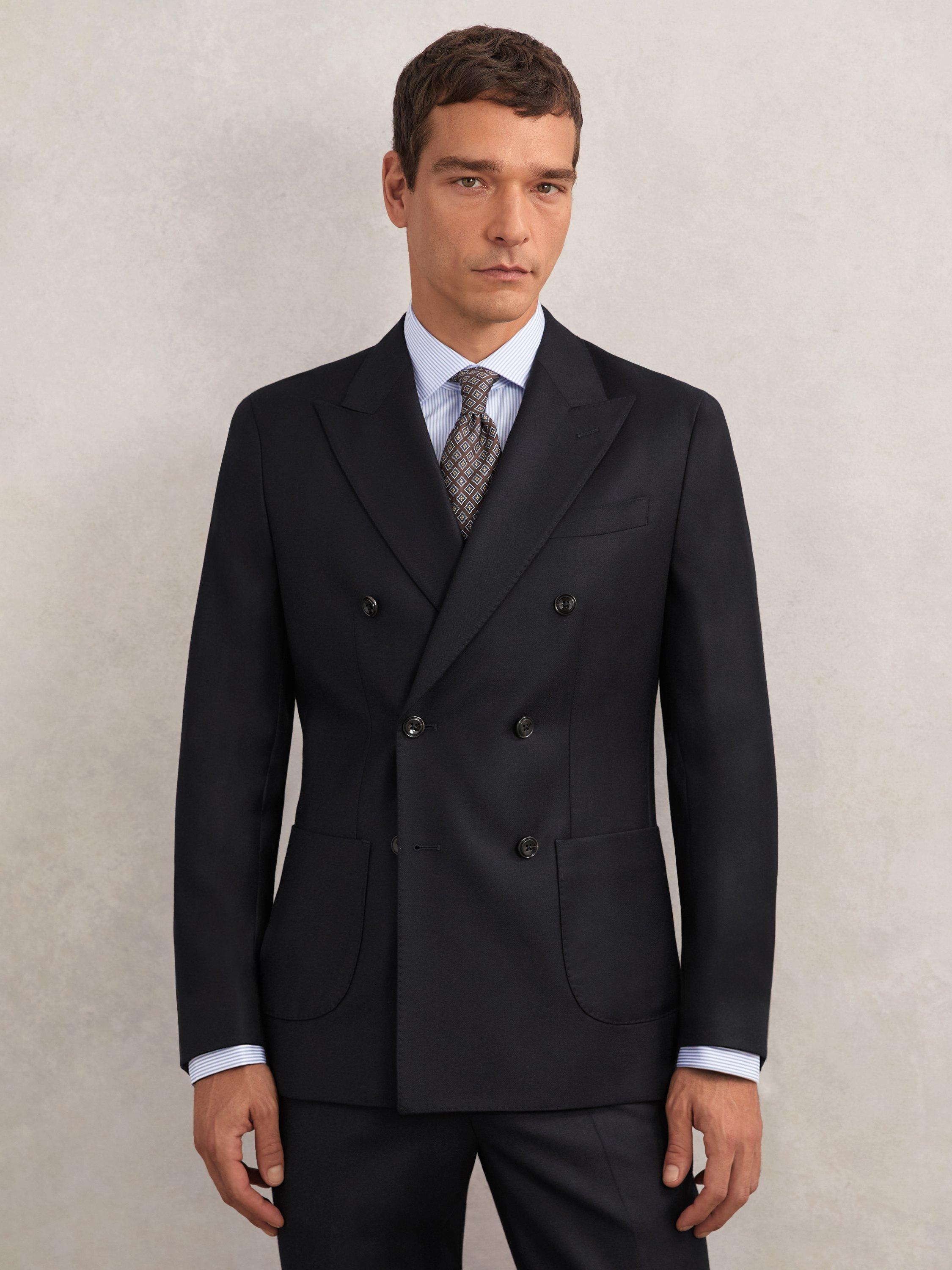 Product image 1 of 5, which shows Reiss Muse Double Breasted Wool Blazer, Navy, 38