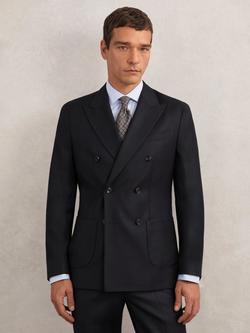 Reiss Muse Double Breasted Wool Blazer, Navy, Navy