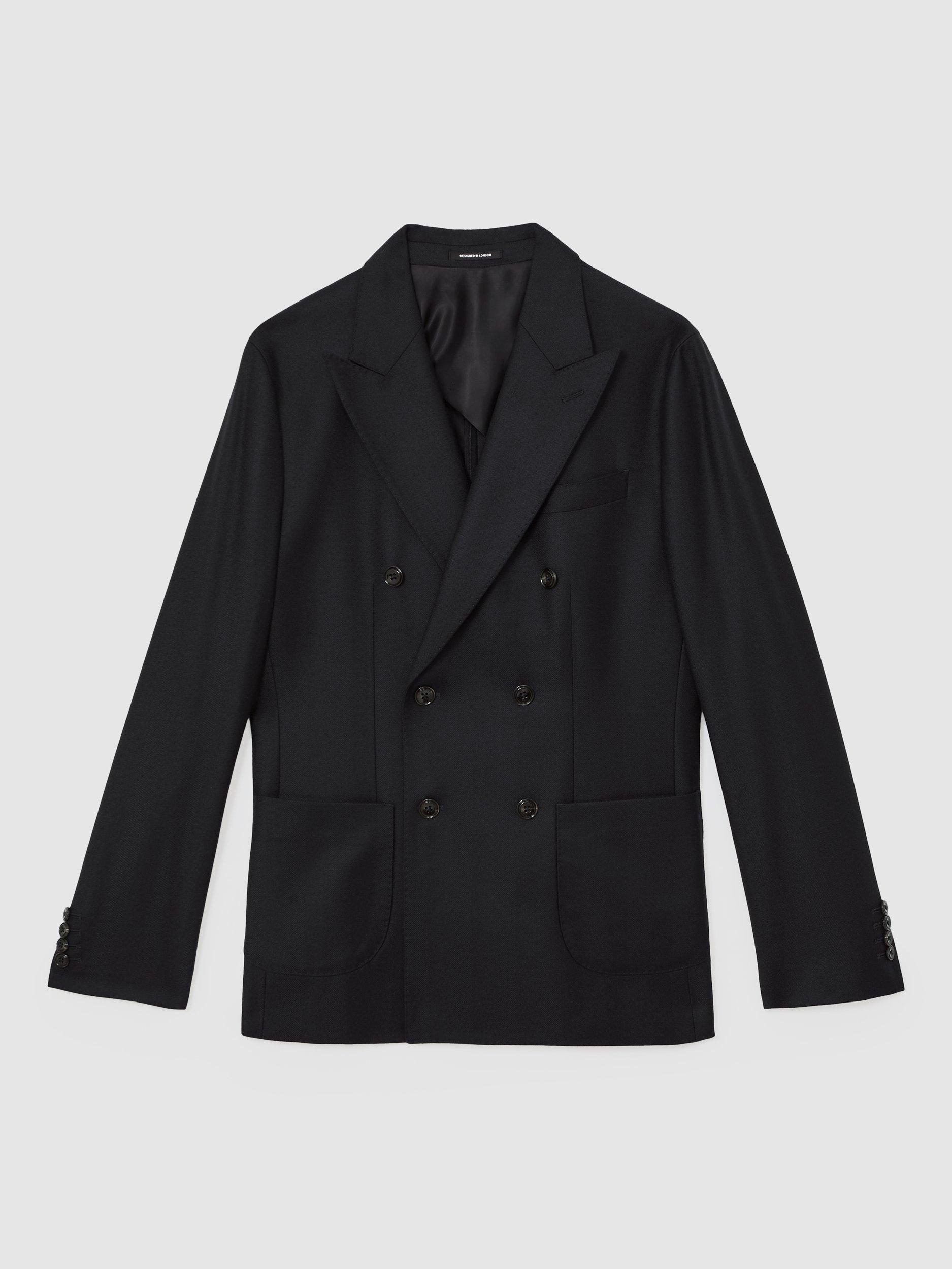 Product image 3 of 5, which shows Reiss Muse Double Breasted Wool Blazer, Navy, 38