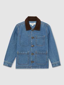 Reiss Kids' Herman Denim Jacket, Mid Blue - view 2, Mid Blue