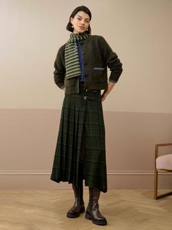 Brora Wool Blend Round Neck Cardigan - view 2, Seaweed