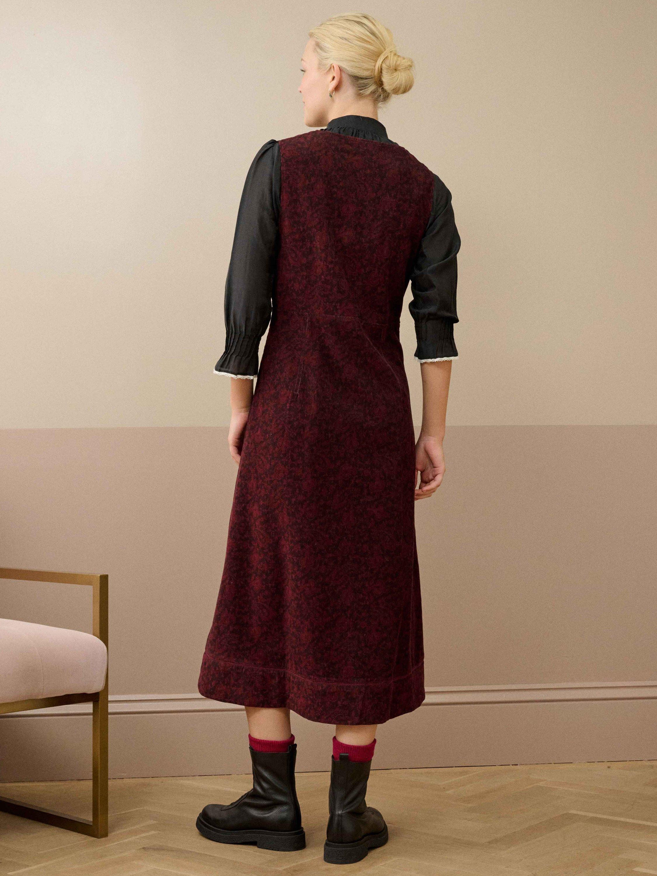 Brora Organic Cotton Paisley Sleeveless Pinafore Midi Dress