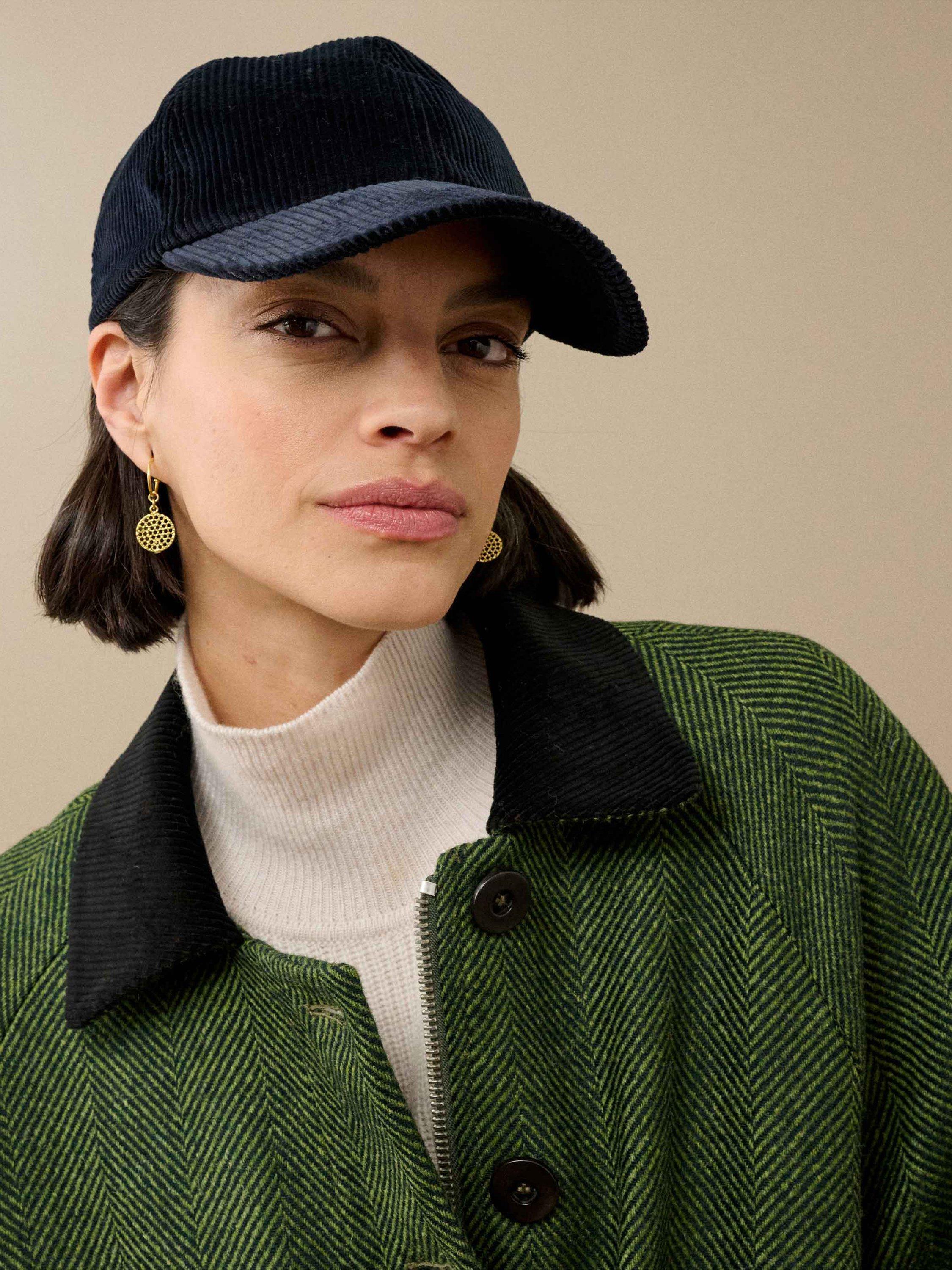 Product image 2 of 2, which shows Brora Organic Cotton Corduroy Cap, Midnight, One Size