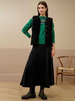 Brora V Neck Button Gilet, Black