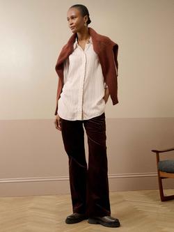 Brora Stripe Long Sleeve Collar Shirt - view 2, Ivory/Rust