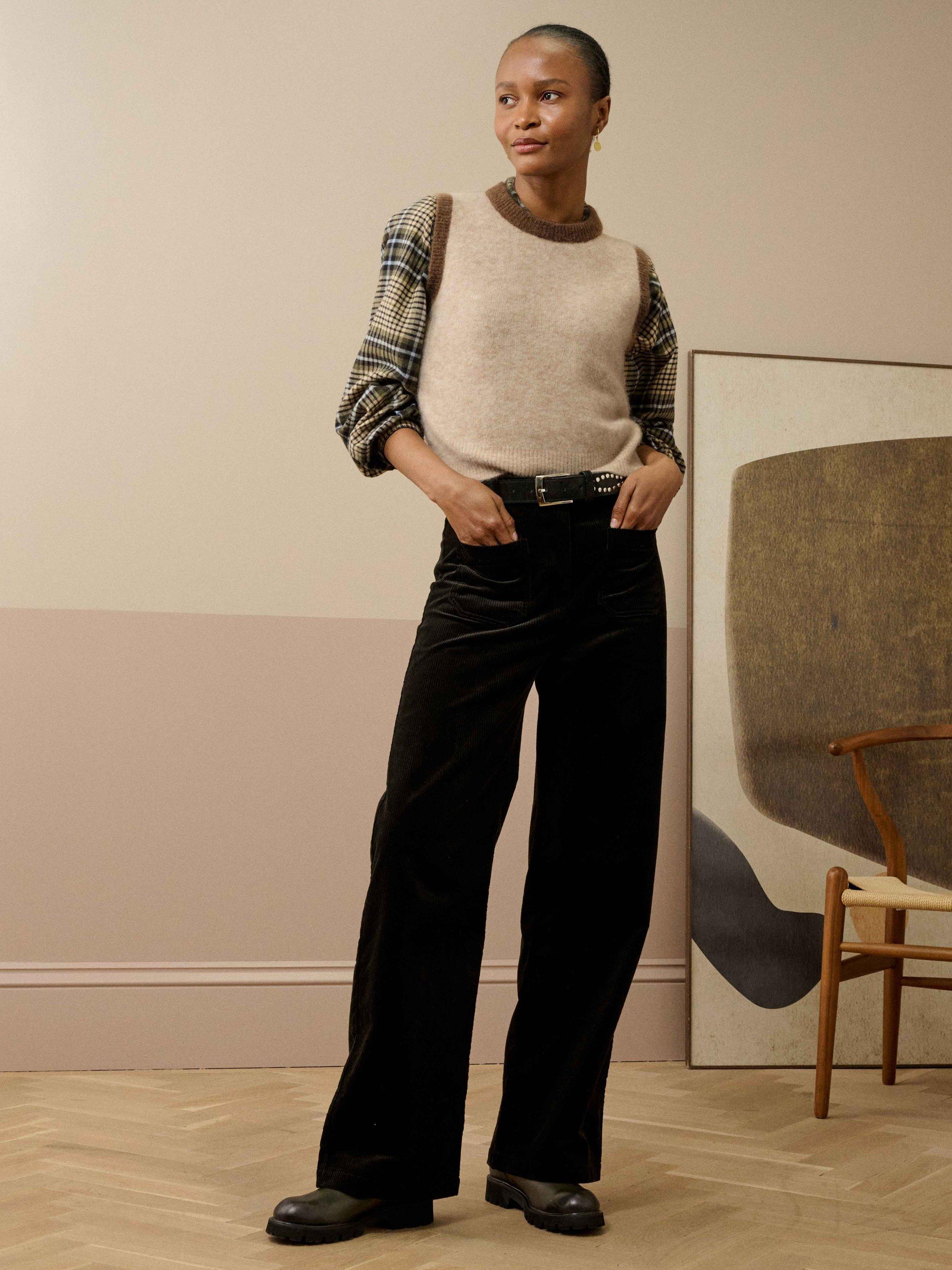 Product image 2 of 5, which shows Brora Wool Blend Sleeveless Round Neck Tank Top, Biscuit, 8-10