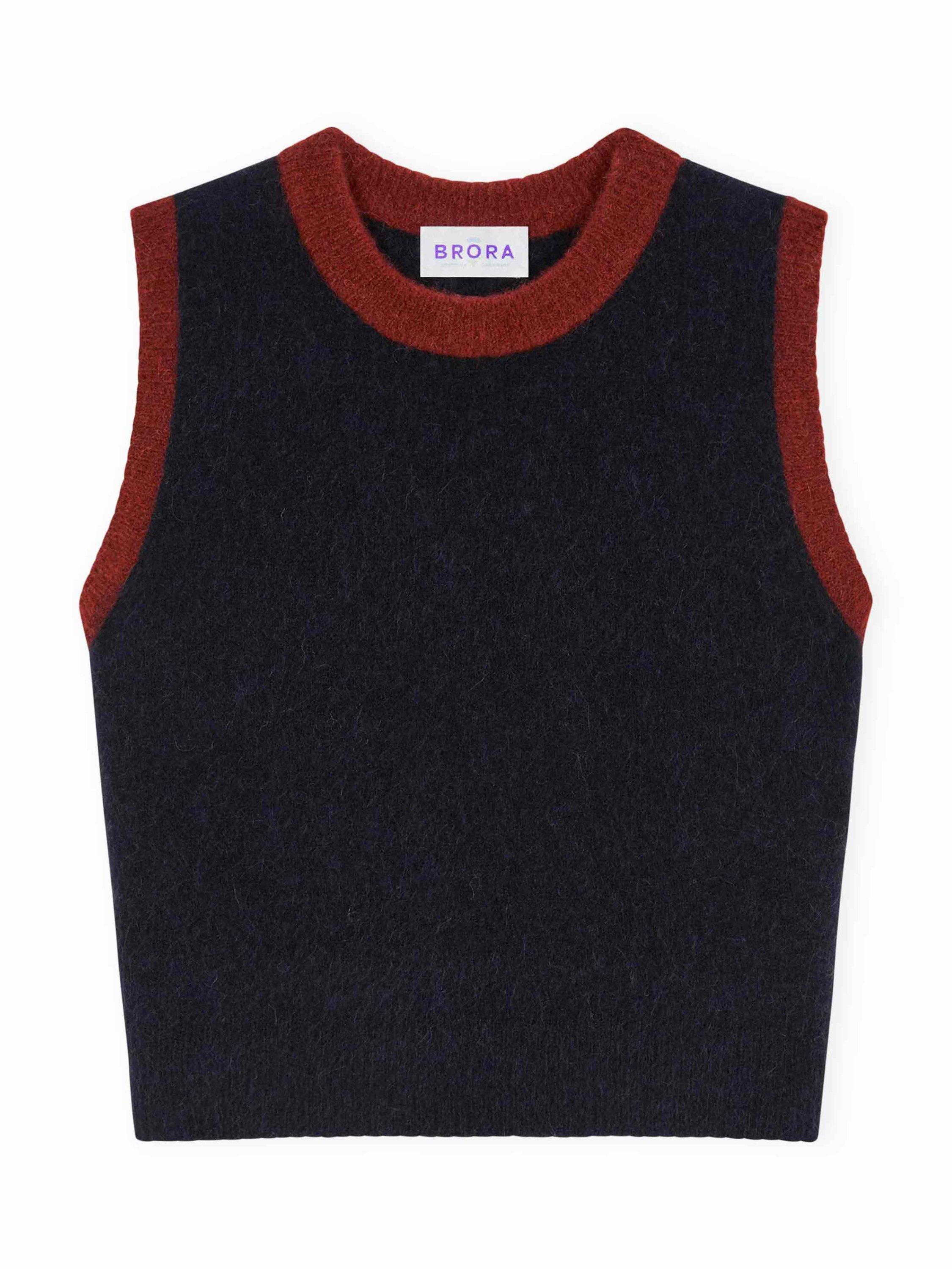 Product image 5 of 5, which shows Brora Wool Blend Sleeveless Round Neck Tank Top, Ink, 8-10