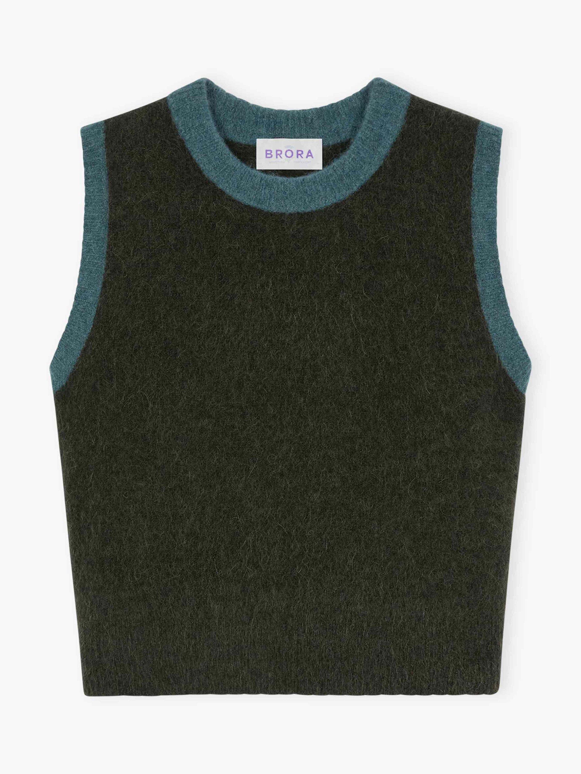 Product image 5 of 5, which shows Brora Wool Blend Sleeveless Round Neck Tank Top, Seaweed, 16-18