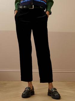 Brora Organic Cotton Corduroy Tapered Trousers, Black