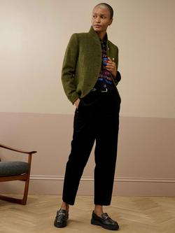 Brora Organic Cotton Corduroy Tapered Trousers - view 2, Black