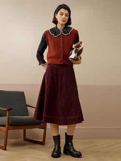 Brora Wool Blend Round Neck Button Up Waistcoat - view 2, Copper