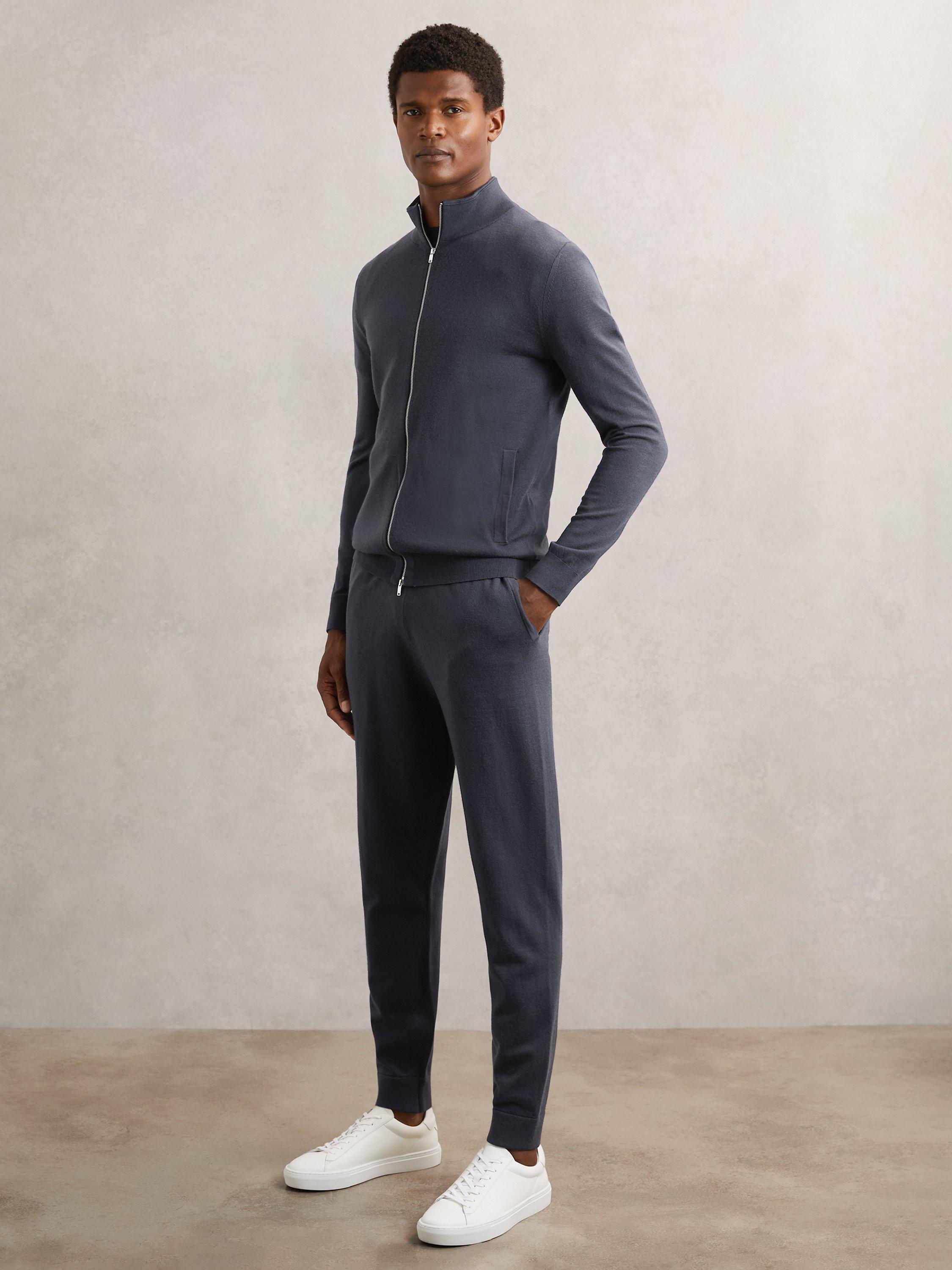 Product image 1 of 5, which shows Reiss Billings Wool Blend Tapered Trousers, Midnight Navy, S