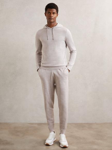 Reiss Billings Wool Blend Tapered Trousers, Wicker Brown Melange