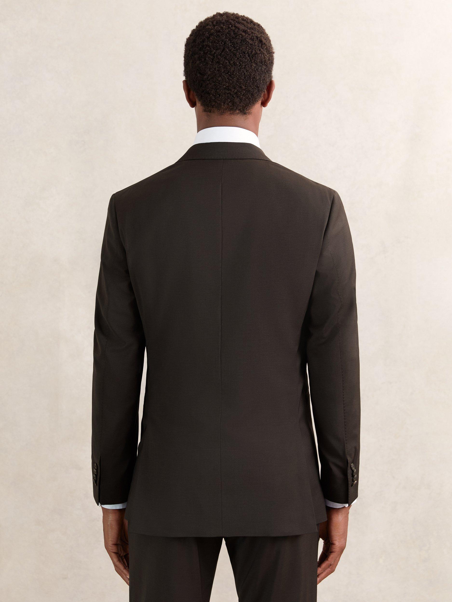 Product image 2 of 5, which shows Reiss Oscar Wool Blend Tailored Blazer, Chocolate Brown, 40