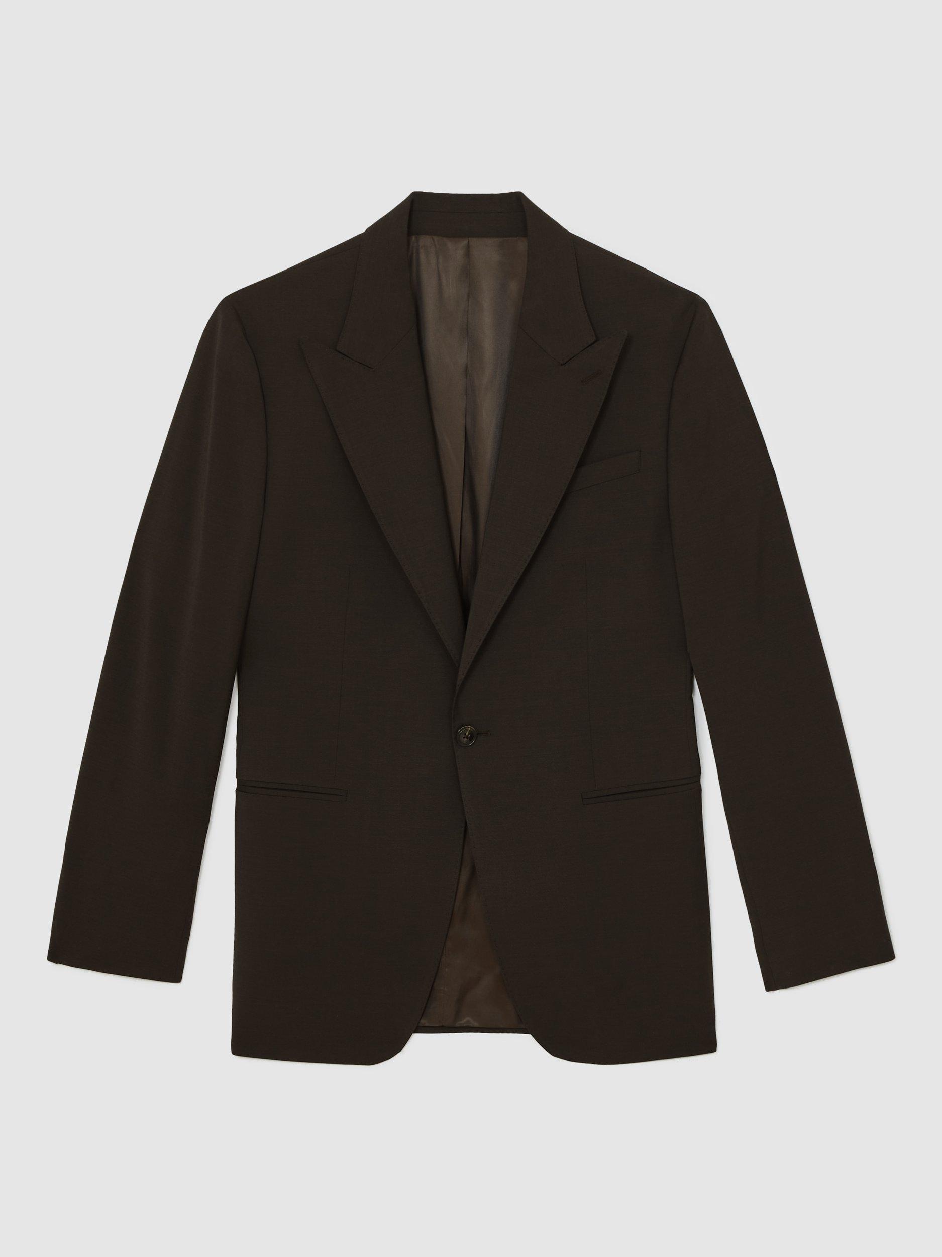Product image 3 of 5, which shows Reiss Oscar Wool Blend Tailored Blazer, Chocolate Brown, 40