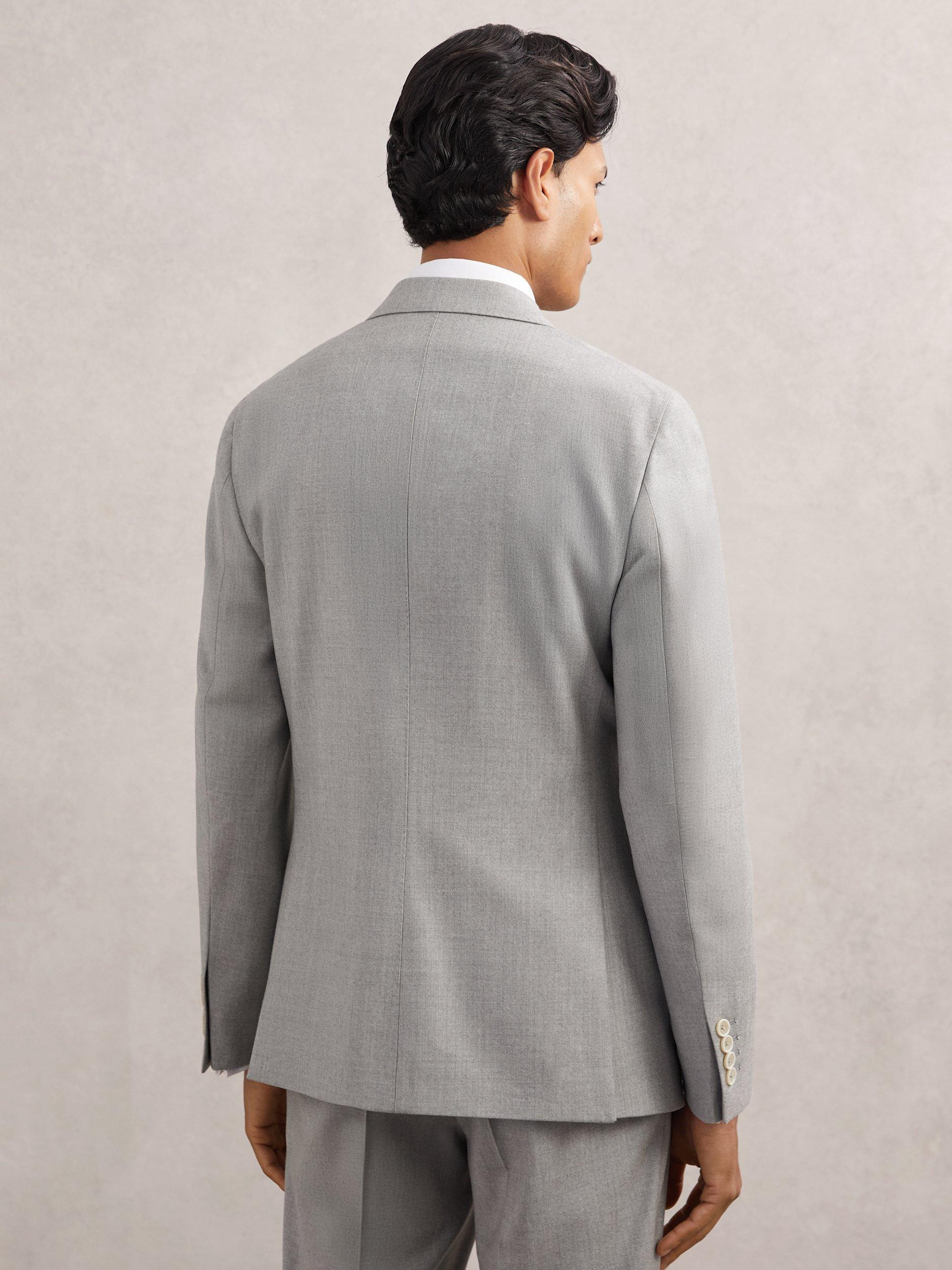 Product image 2 of 5, which shows Reiss Tyler Double Breasted Wool Blazer, Soft Grey, 36