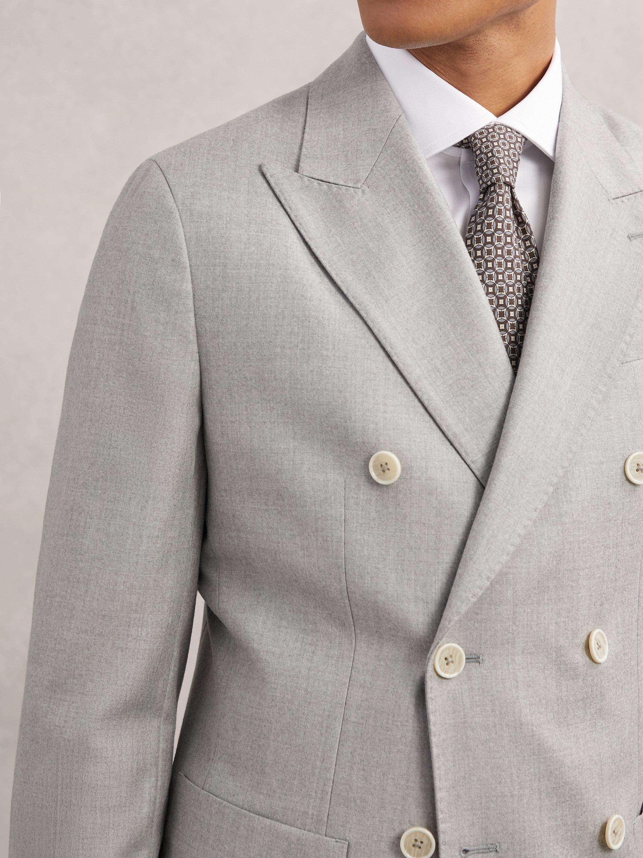 Product image 5 of 5, which shows Reiss Tyler Double Breasted Wool Blazer, Soft Grey, 36