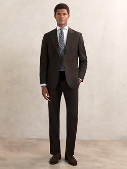Reiss Oscar Wool Blend Straight Trousers, Chocolate Brown