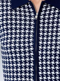 French Connection Gloria Jacquard Knit Zip Up Cardigan, Navy/Multi - view 2, Navy/Multi