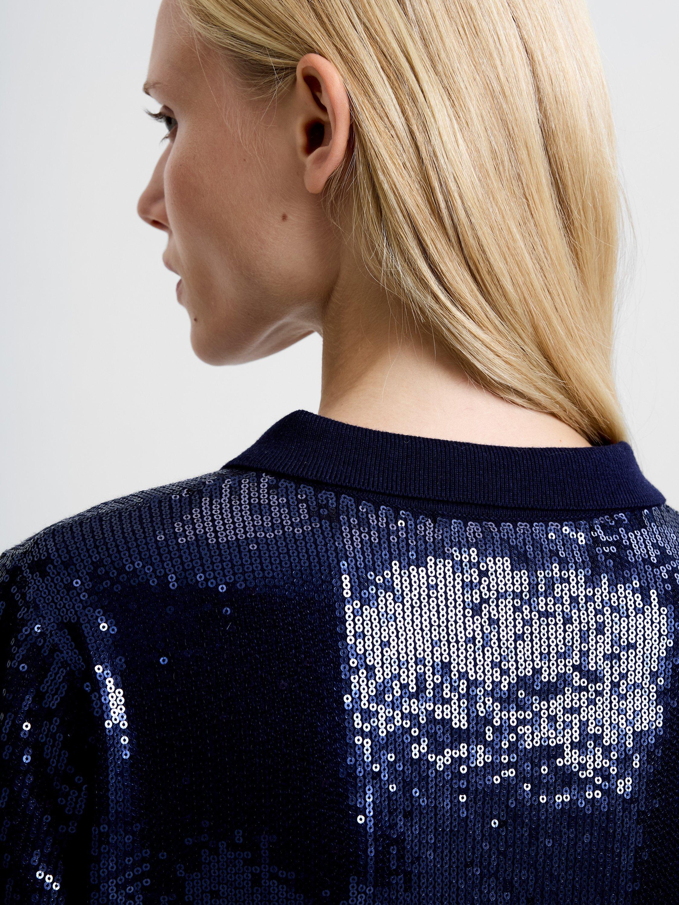 Product image 4 of 6, which shows French Connection Hannah Sequin Shirt, Navy, XS