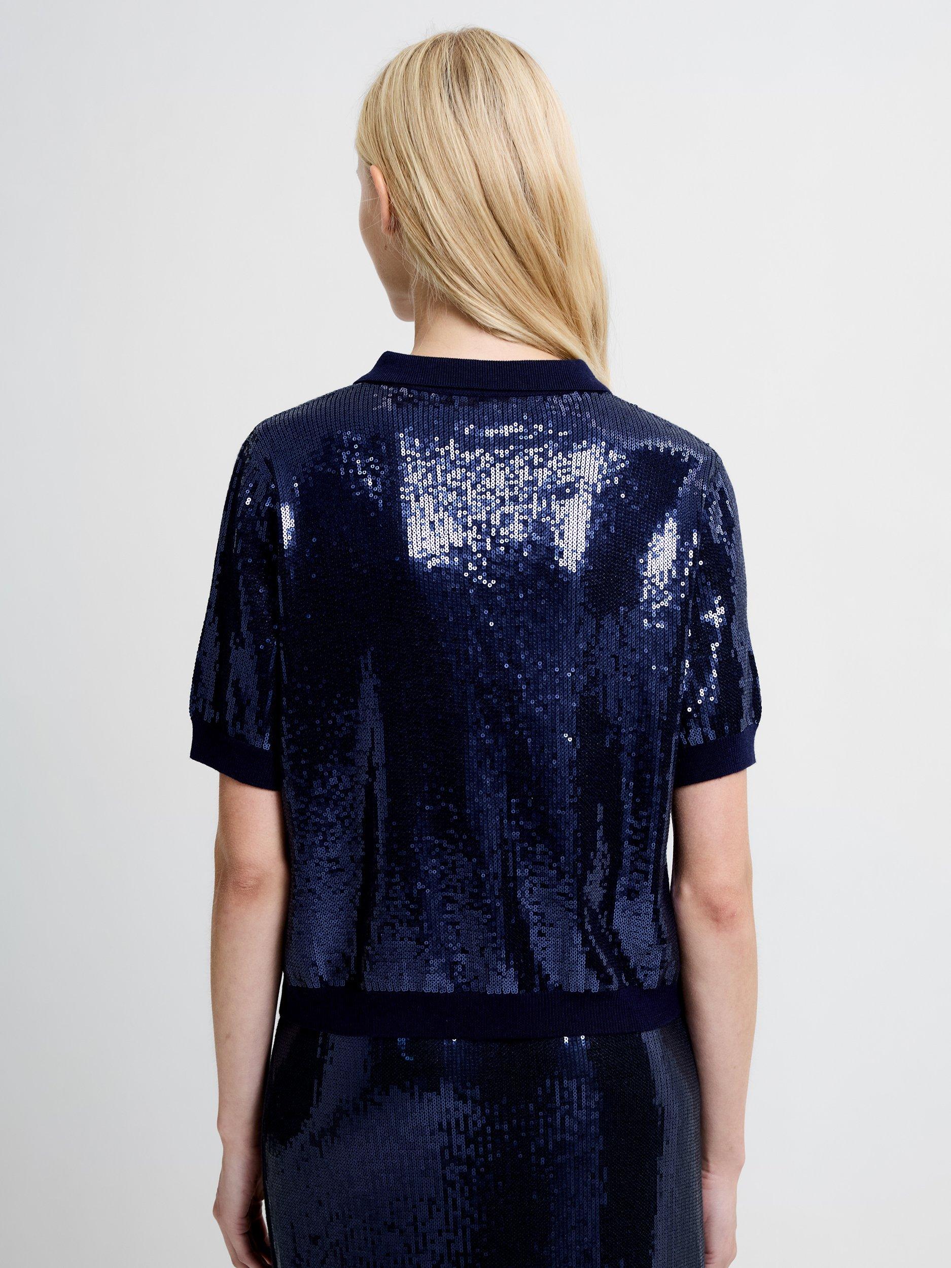 Product image 5 of 6, which shows French Connection Hannah Sequin Shirt, Navy, XS