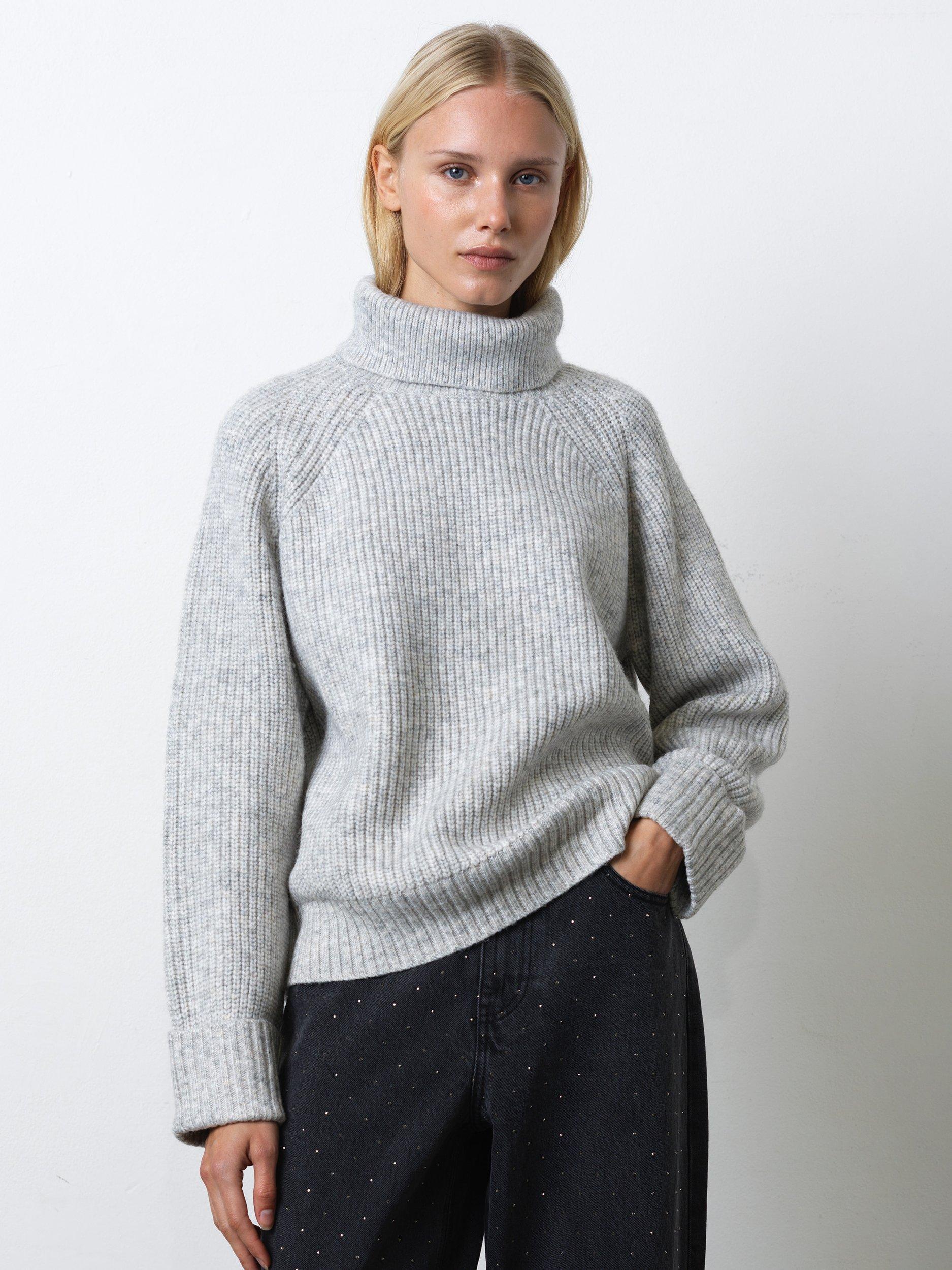 Product image 1 of 6, which shows French Connection Kessy Turtleneck Jumper, Silver Grey, XS