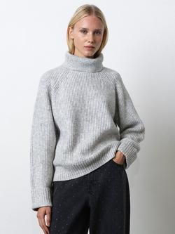 French Connection Kessy Turtleneck Jumper, Silver Grey, Silver Grey