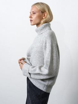 French Connection Kessy Turtleneck Jumper, Silver Grey - view 2, Silver Grey
