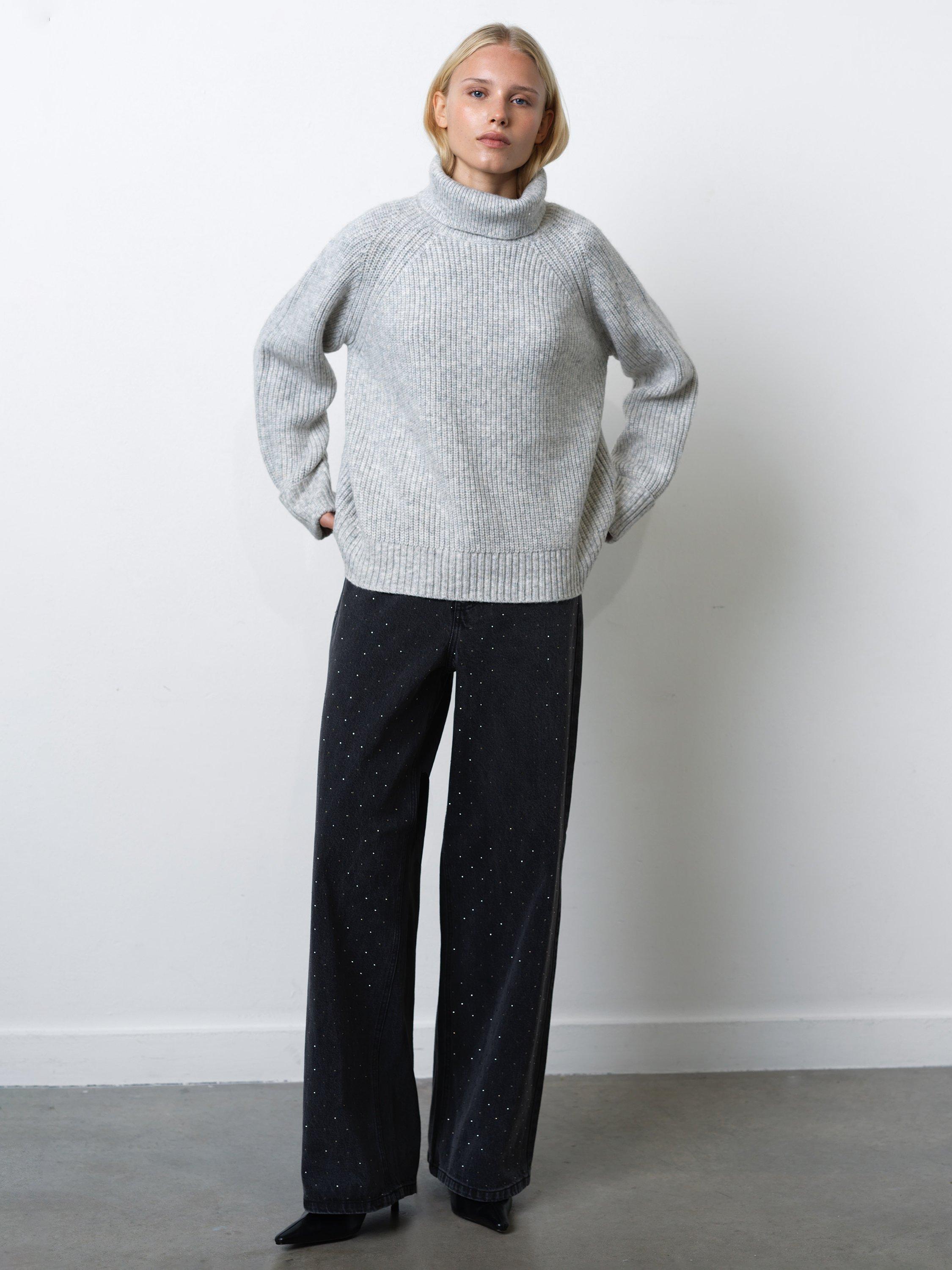 Product image 4 of 6, which shows French Connection Kessy Turtleneck Jumper, Silver Grey, XS