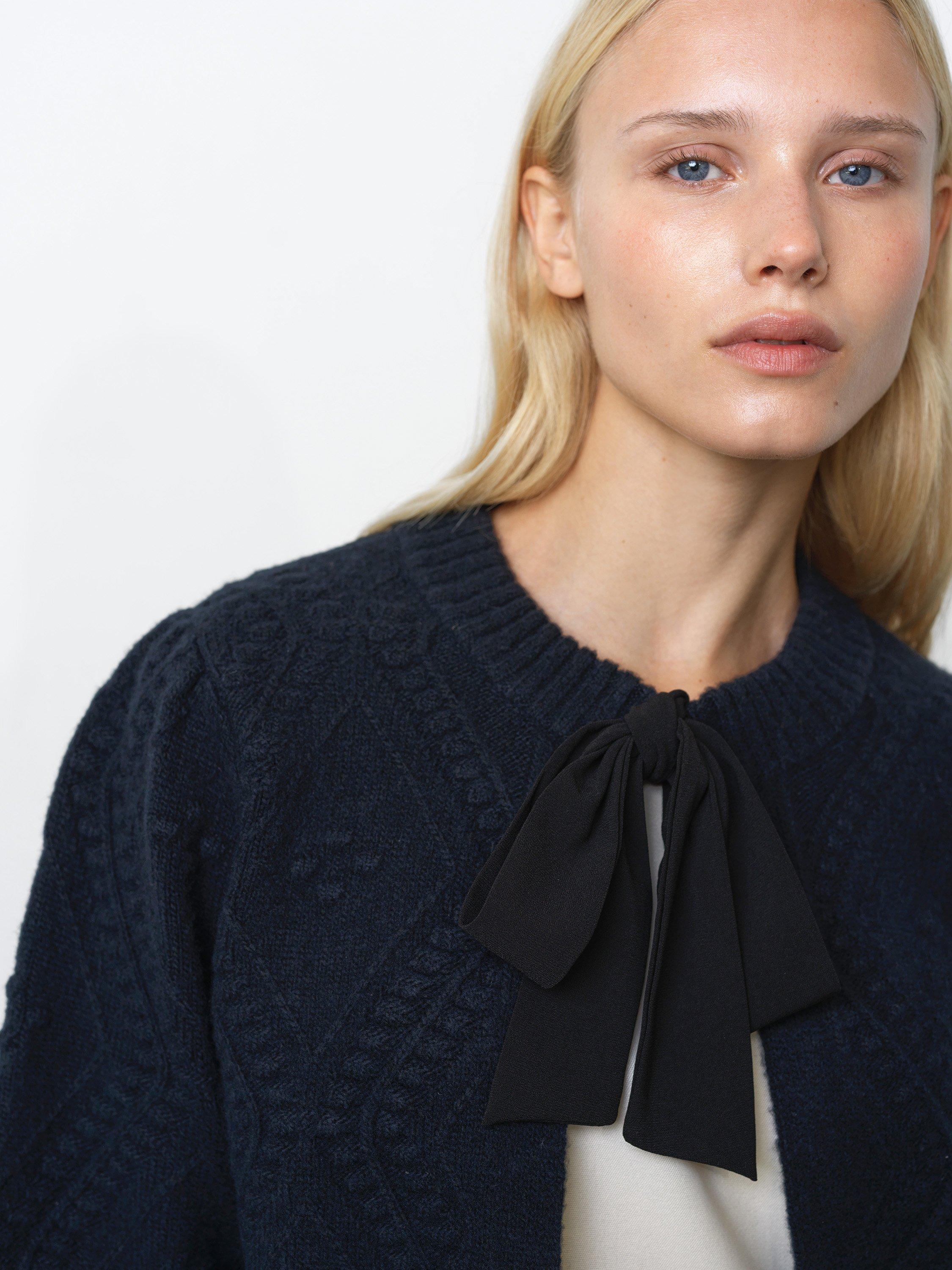 Product image 2 of 5, which shows French Connection Kitty Bobble Knit Cardigan, Navy Black, XS