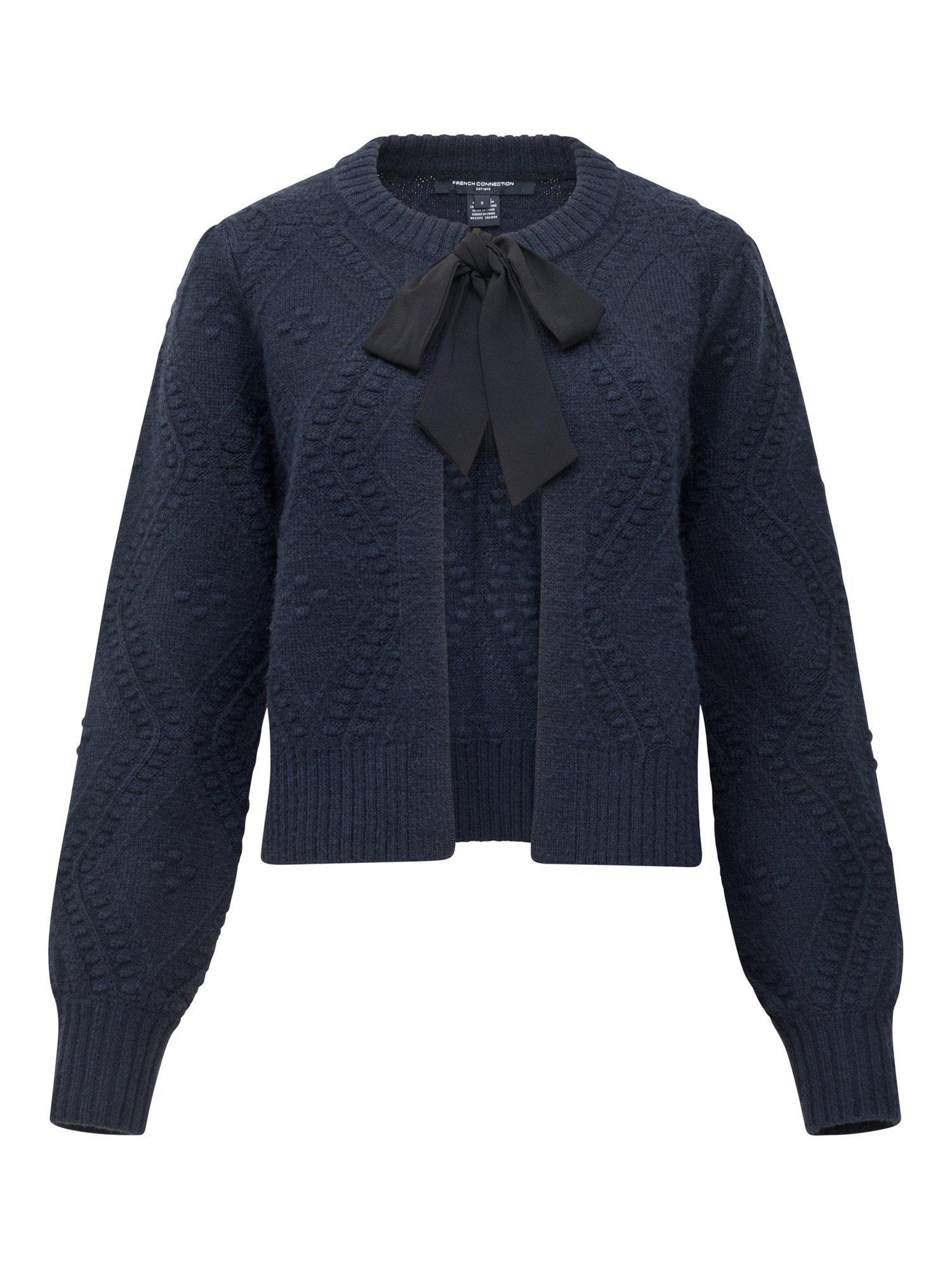Product image 5 of 5, which shows French Connection Kitty Bobble Knit Cardigan, Navy Black, XS
