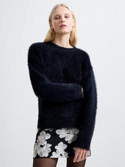 French Connection Lucile Mock Neck Fluffy Knit Jumper, Black