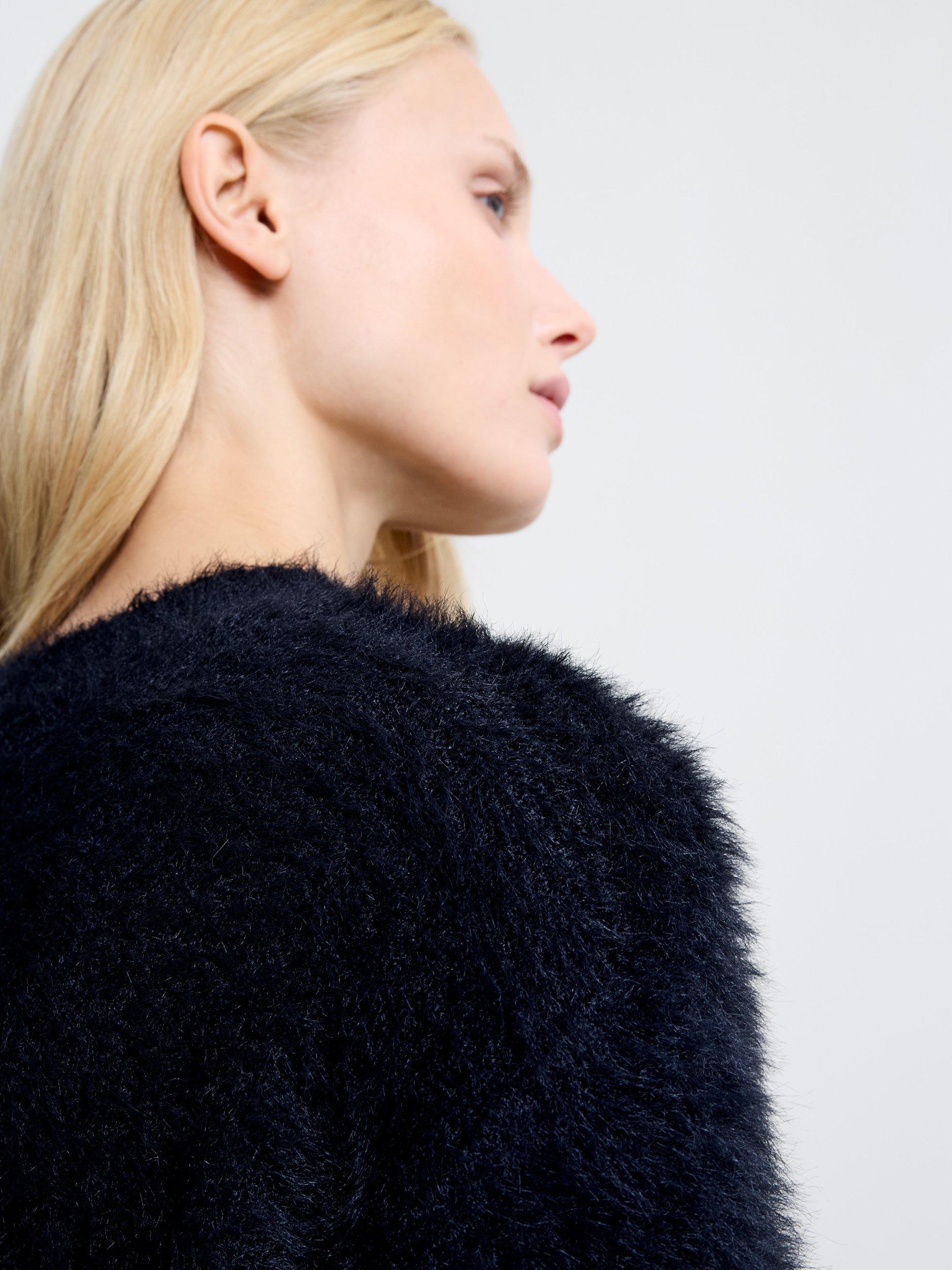 Product image 2 of 5, which shows French Connection Lucile Mock Neck Fluffy Knit Jumper, Black, XS