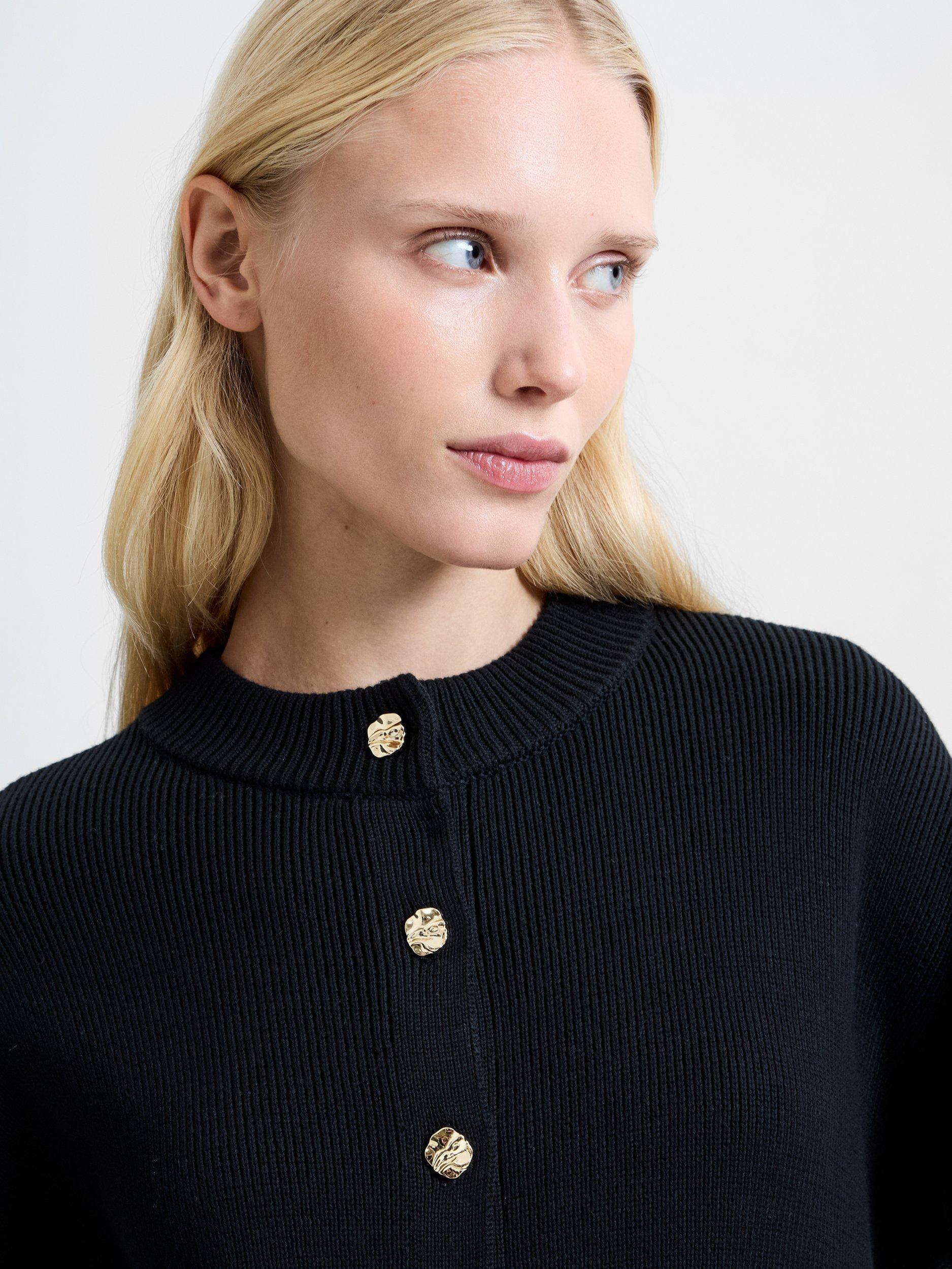 Product image 2 of 4, which shows French Connection Milano Mozart Molten Button Cardigan, Blackout, XS