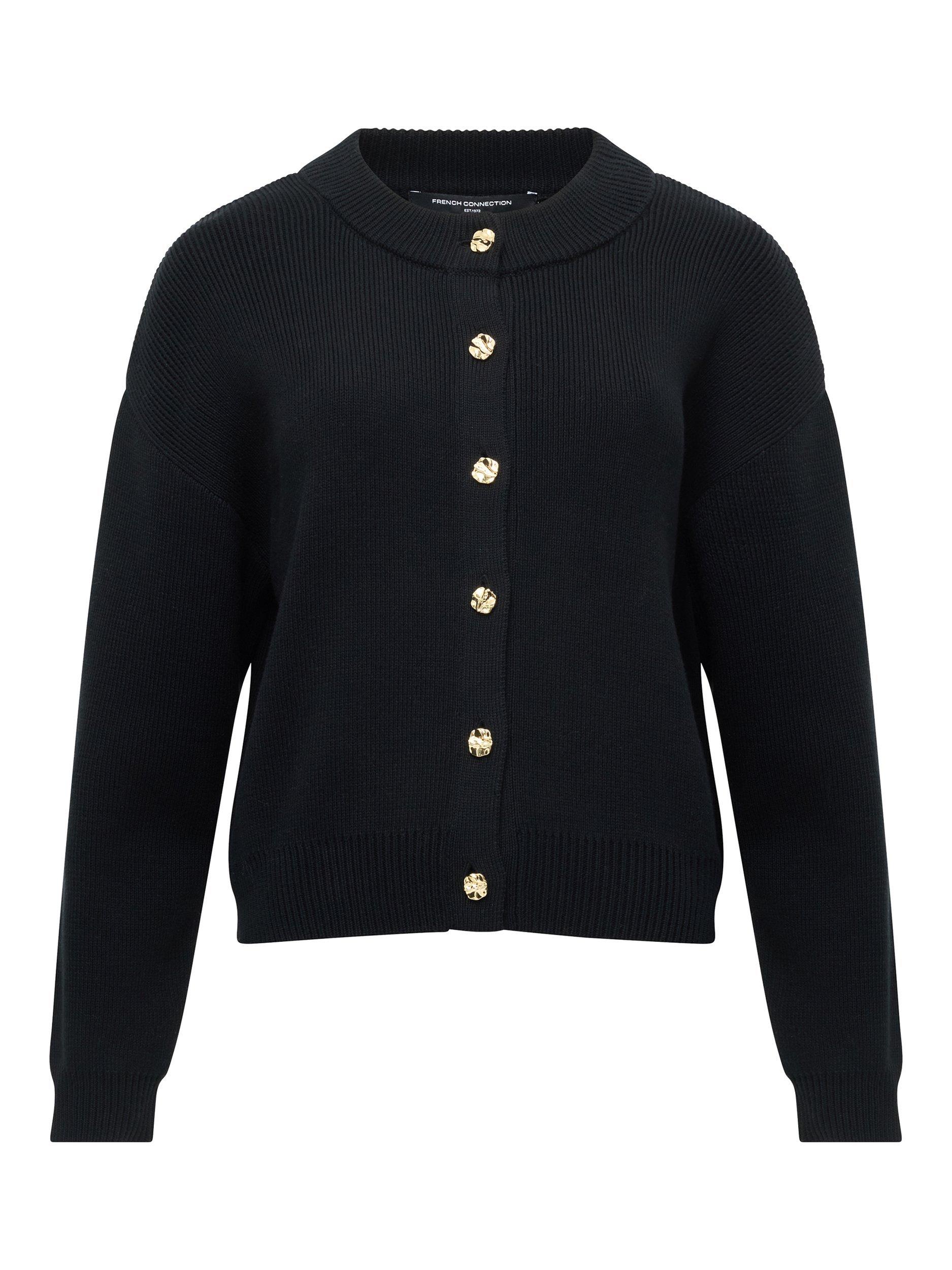 Product image 4 of 4, which shows French Connection Milano Mozart Molten Button Cardigan, Blackout, XS