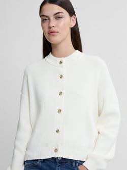 French Connection Milano Mozart Molten Button Cardigan, Porcelain Cream