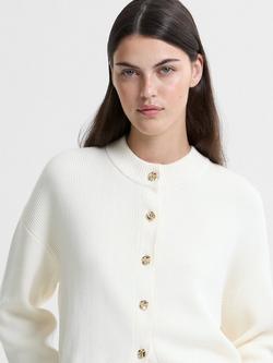 French Connection Milano Mozart Molten Button Cardigan - view 2, Porcelain Cream