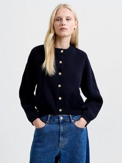 French Connection Milano Mozart Molten Button Cardigan, Utility Blue