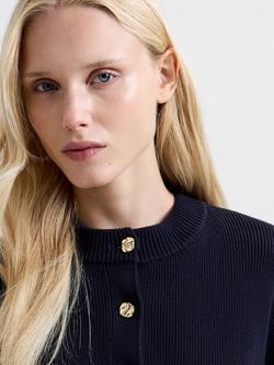 French Connection Milano Mozart Molten Button Cardigan - view 2, Utility Blue