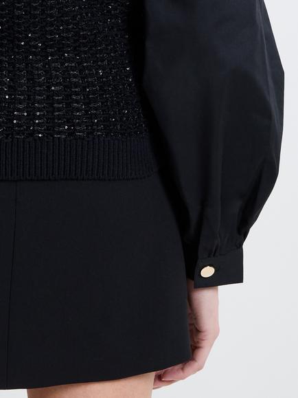 French Connection Sequin Bodice Jumper, Black - view 2, Black
