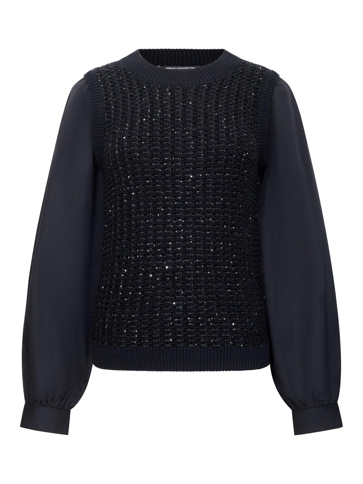 Product image 5 of 5, which shows French Connection Sequin Bodice Jumper, Black, XS